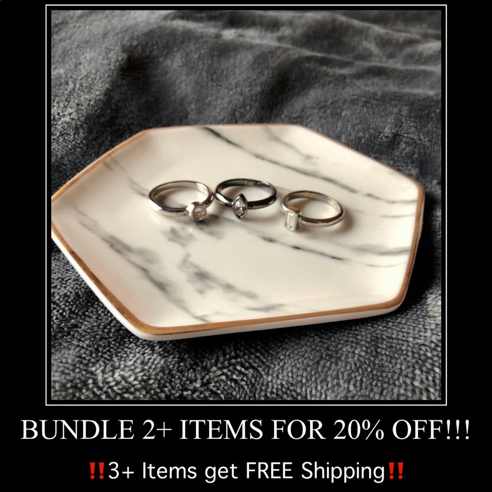 Express Set of 3 Silver rings with Clear Crystals
